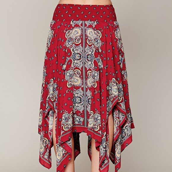 Free People Fly Away Bohemian Skirt XS - Red - Picture 1 of 6